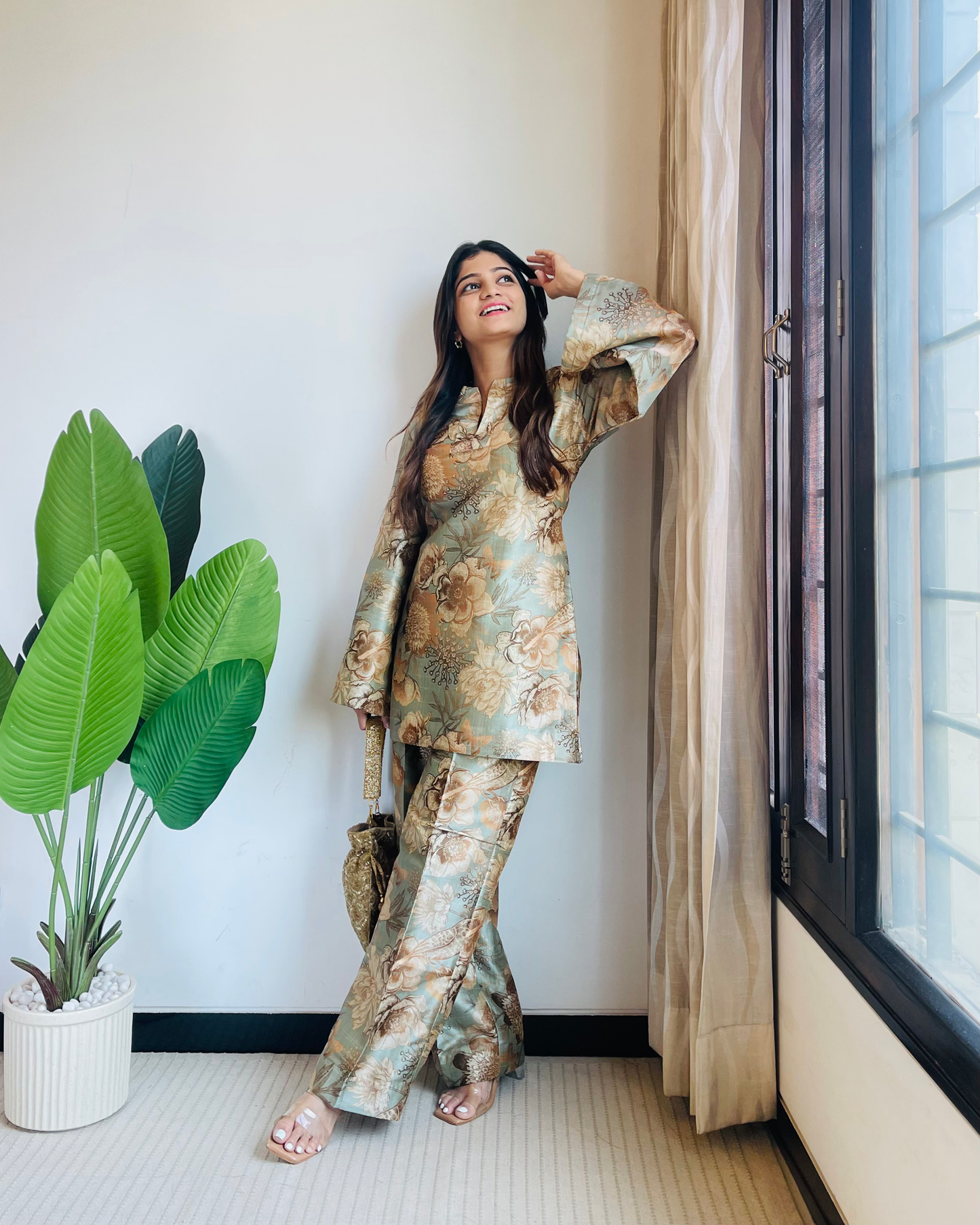 Printed Poly Silk Co-ord Set