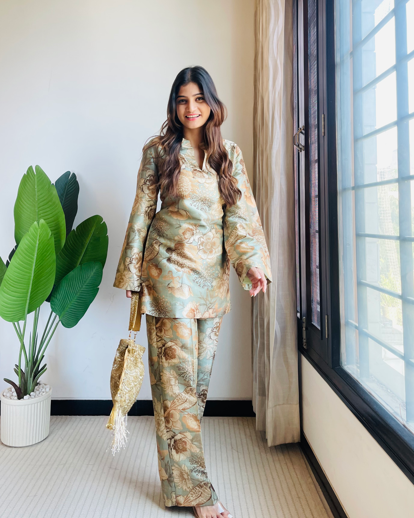 Printed Poly Silk Co-ord Set