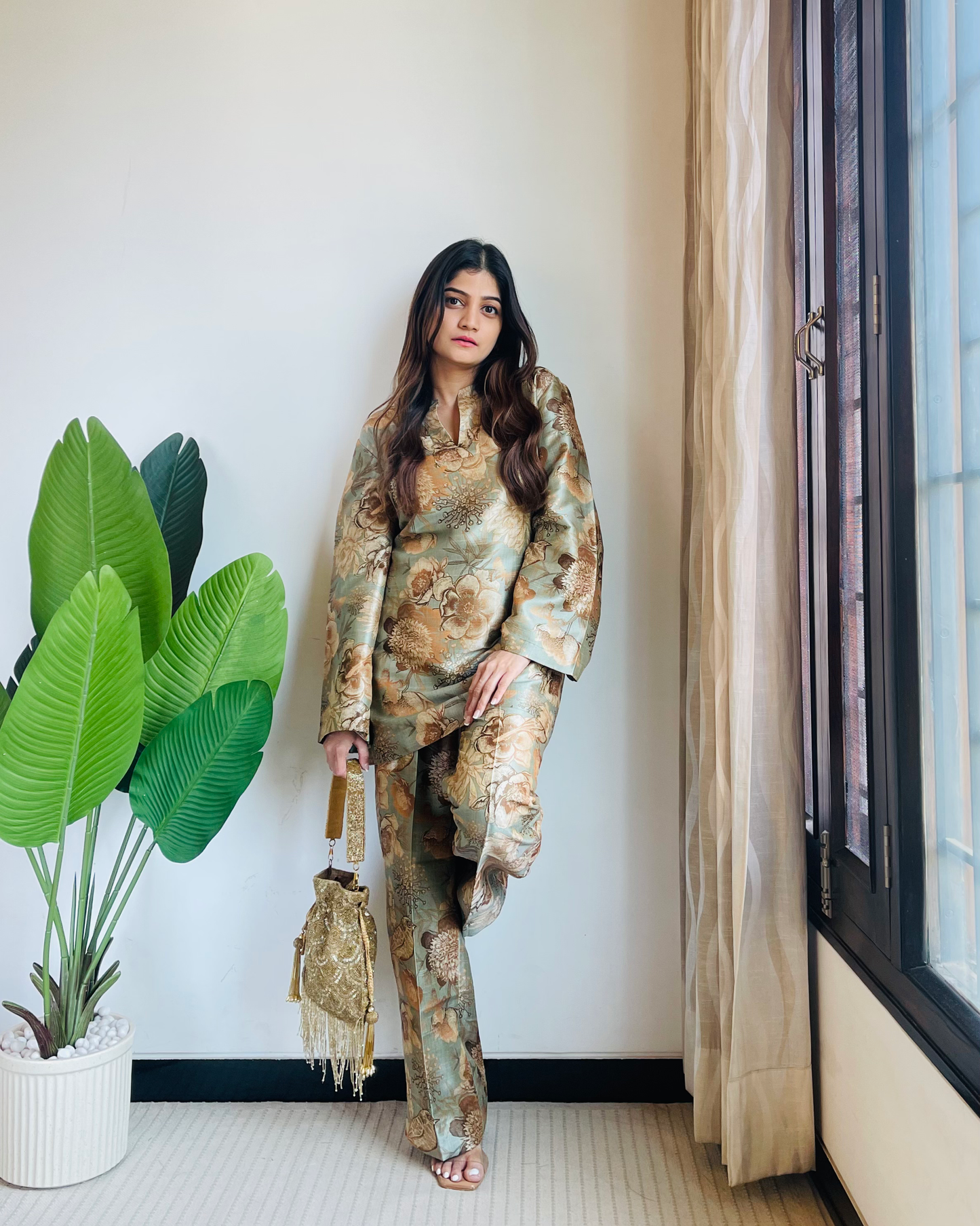 Printed Poly Silk Co-ord Set