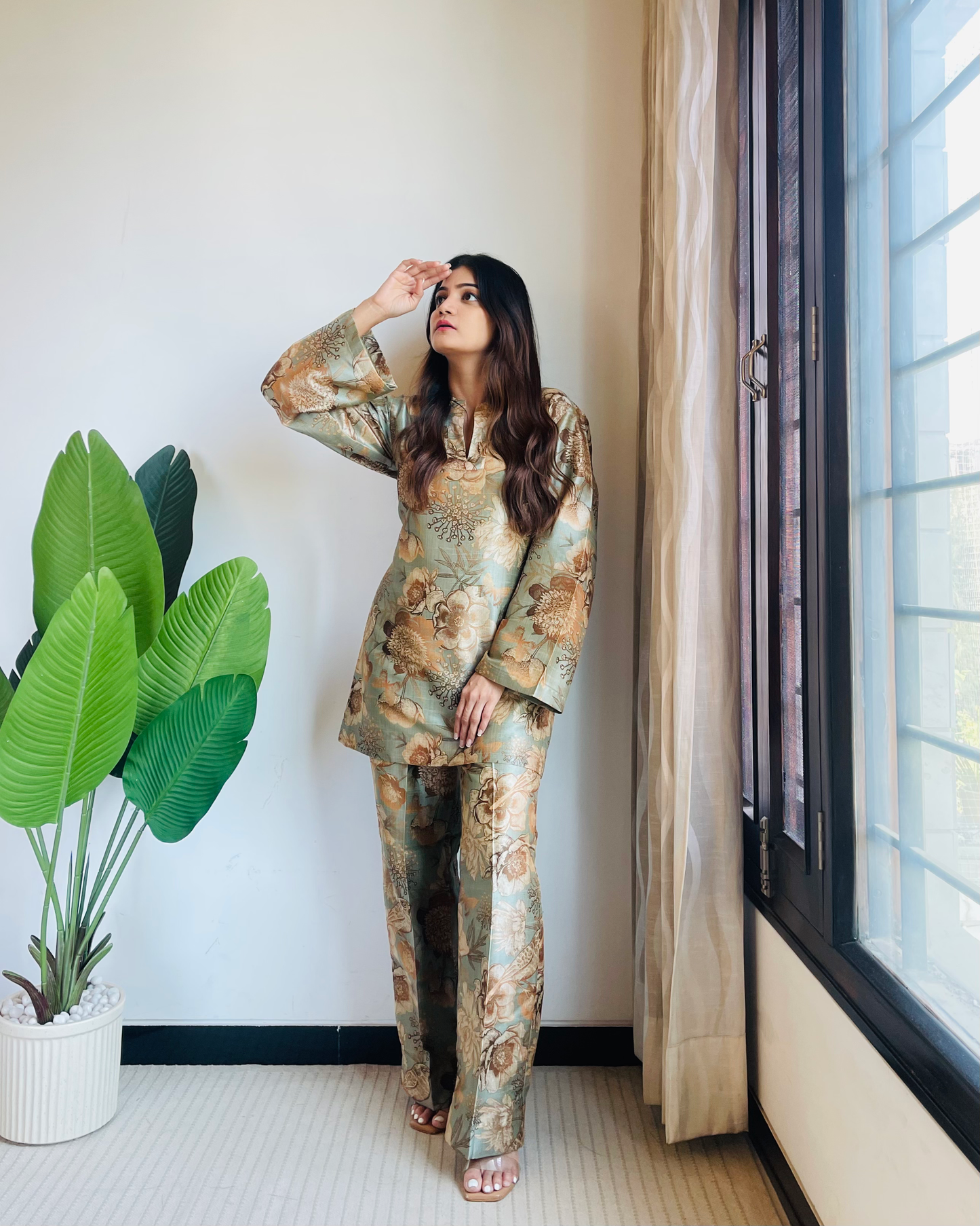 Printed Poly Silk Co-ord Set