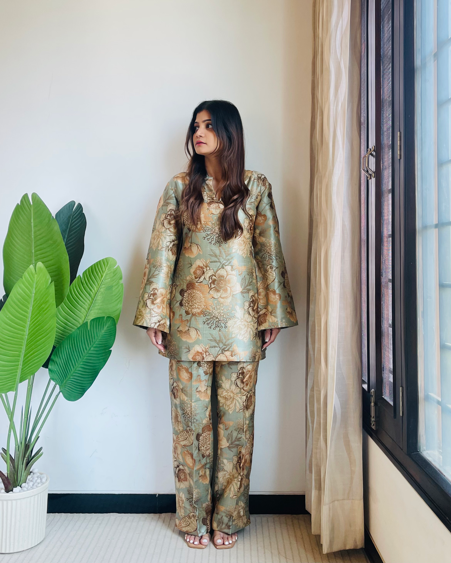 Printed Poly Silk Co-ord Set