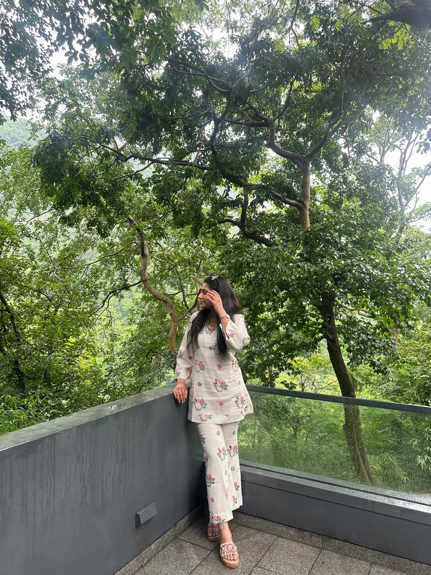 Off White Sequenced Co Ord Set.