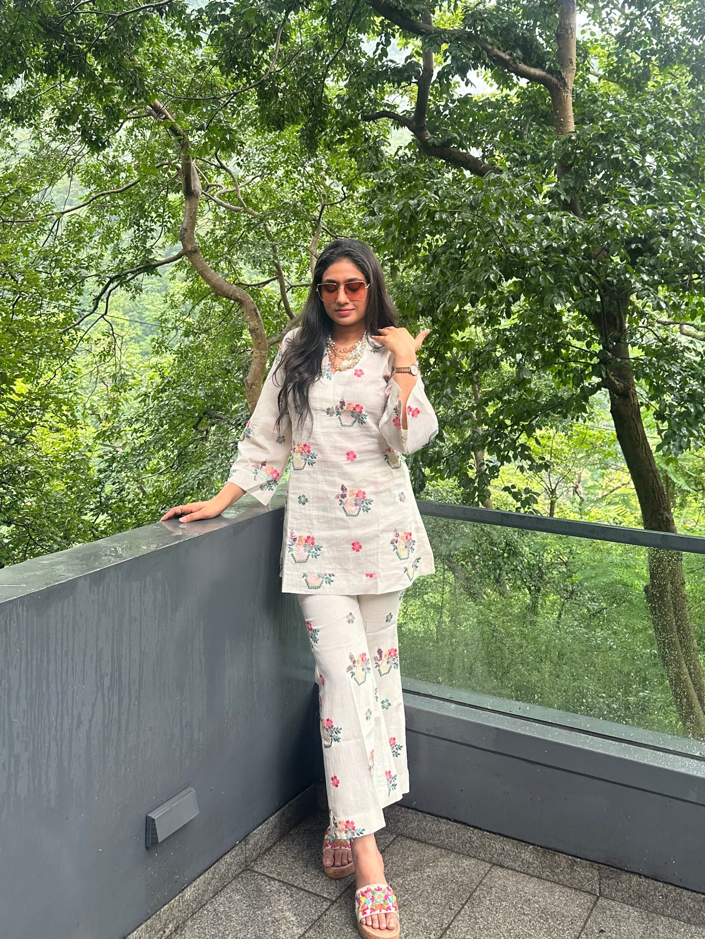 Off White Sequenced Co Ord Set.
