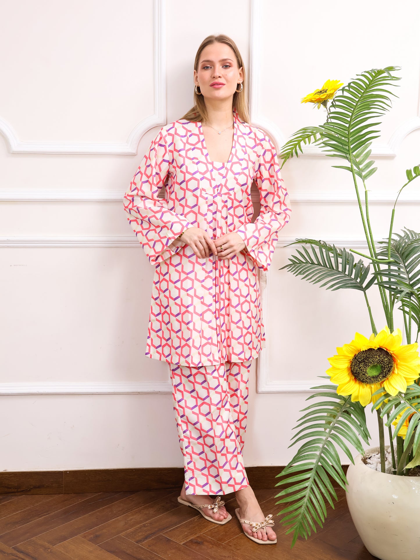 Abstract Blooms Muslin Coordset