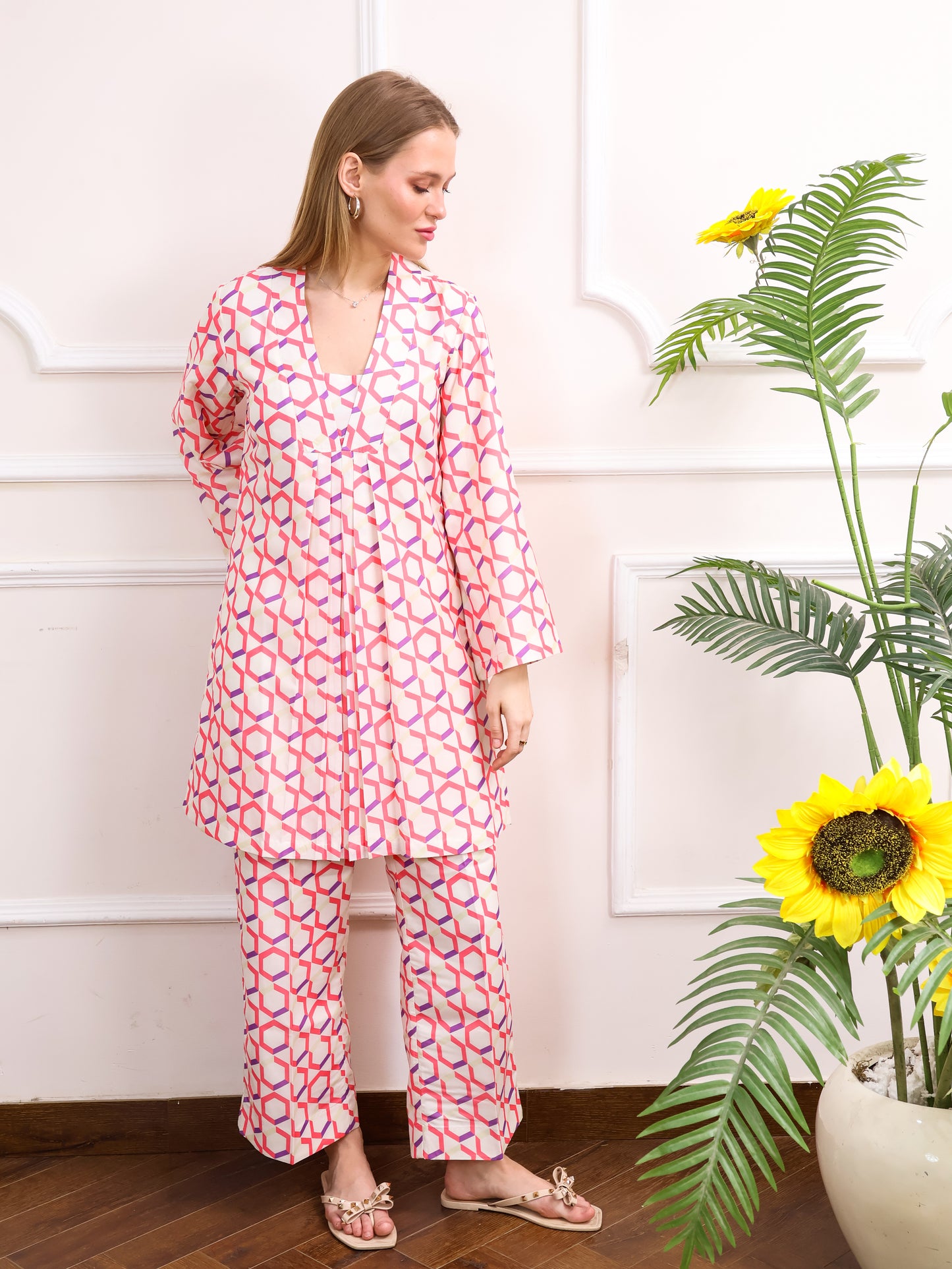 Abstract Blooms Muslin Coordset