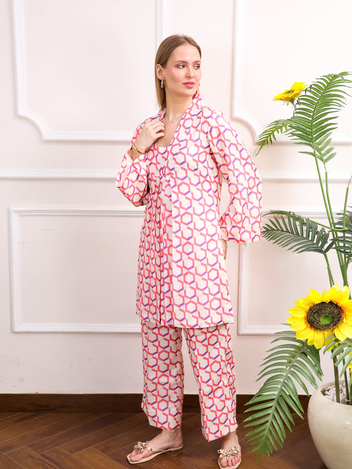 Abstract Blooms Muslin Coordset