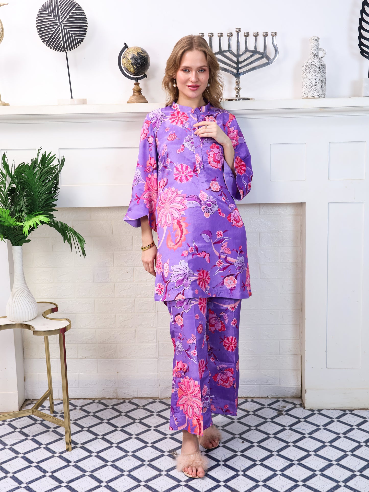 Purple Chinon-Chiffon Coordset