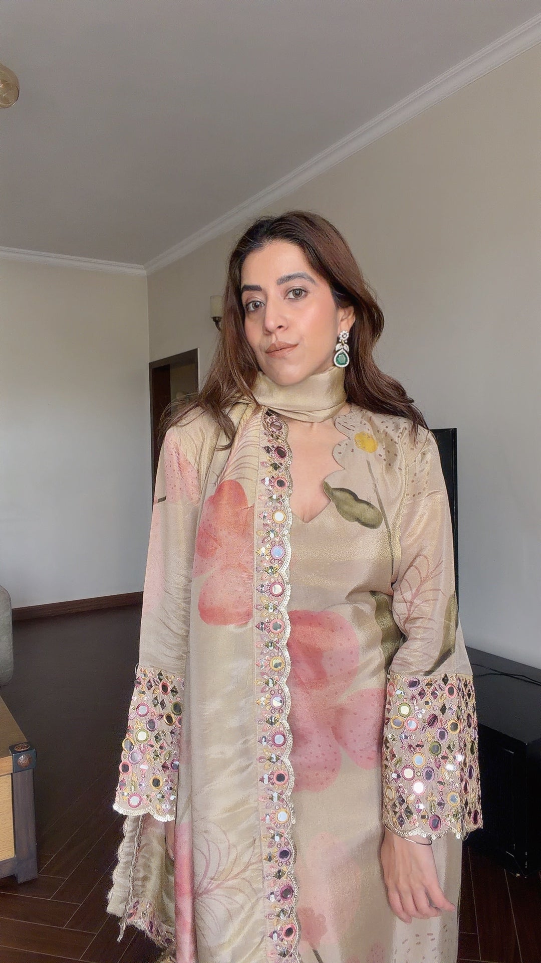 Beige Tissue Suit Set - Beige / S - Allure Armoire