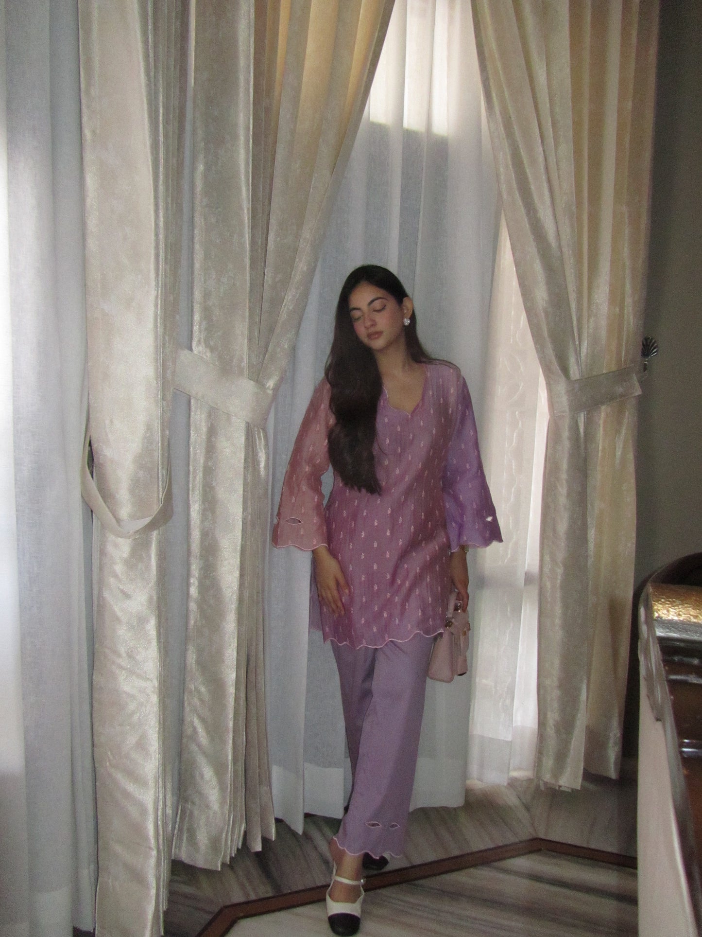 Shaded Mauve Mul Coord-Set 💜 - Medium / Shaded mauve / Mul cotton - Allure Armoire