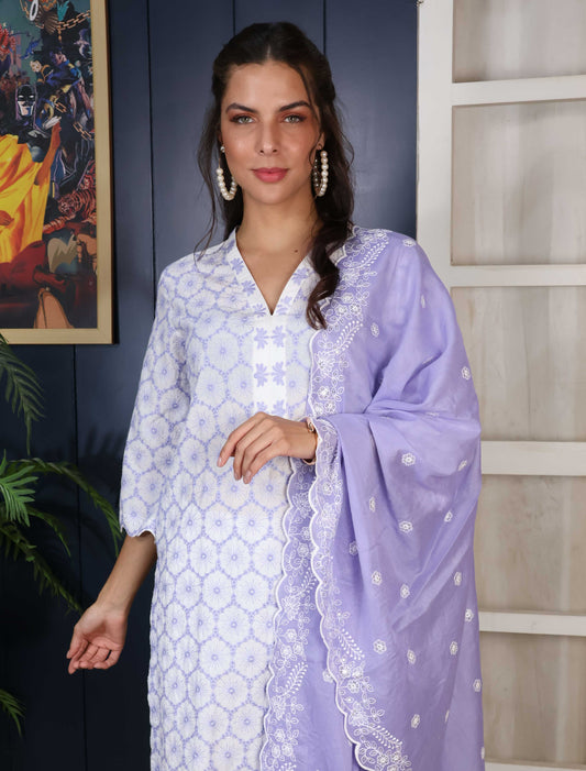 Embroidary Purple suit set