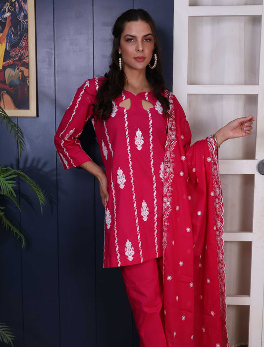 Embroidary Pink suit set