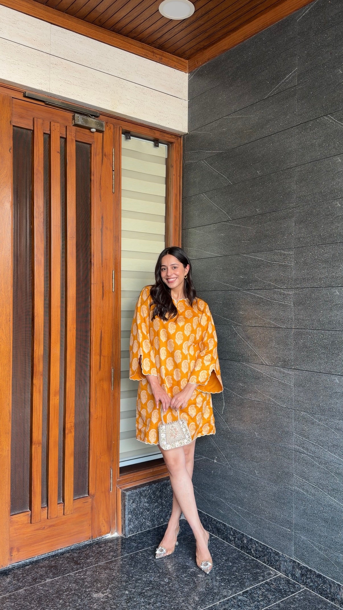 Mustard White Mul Dress - Allure Armoire