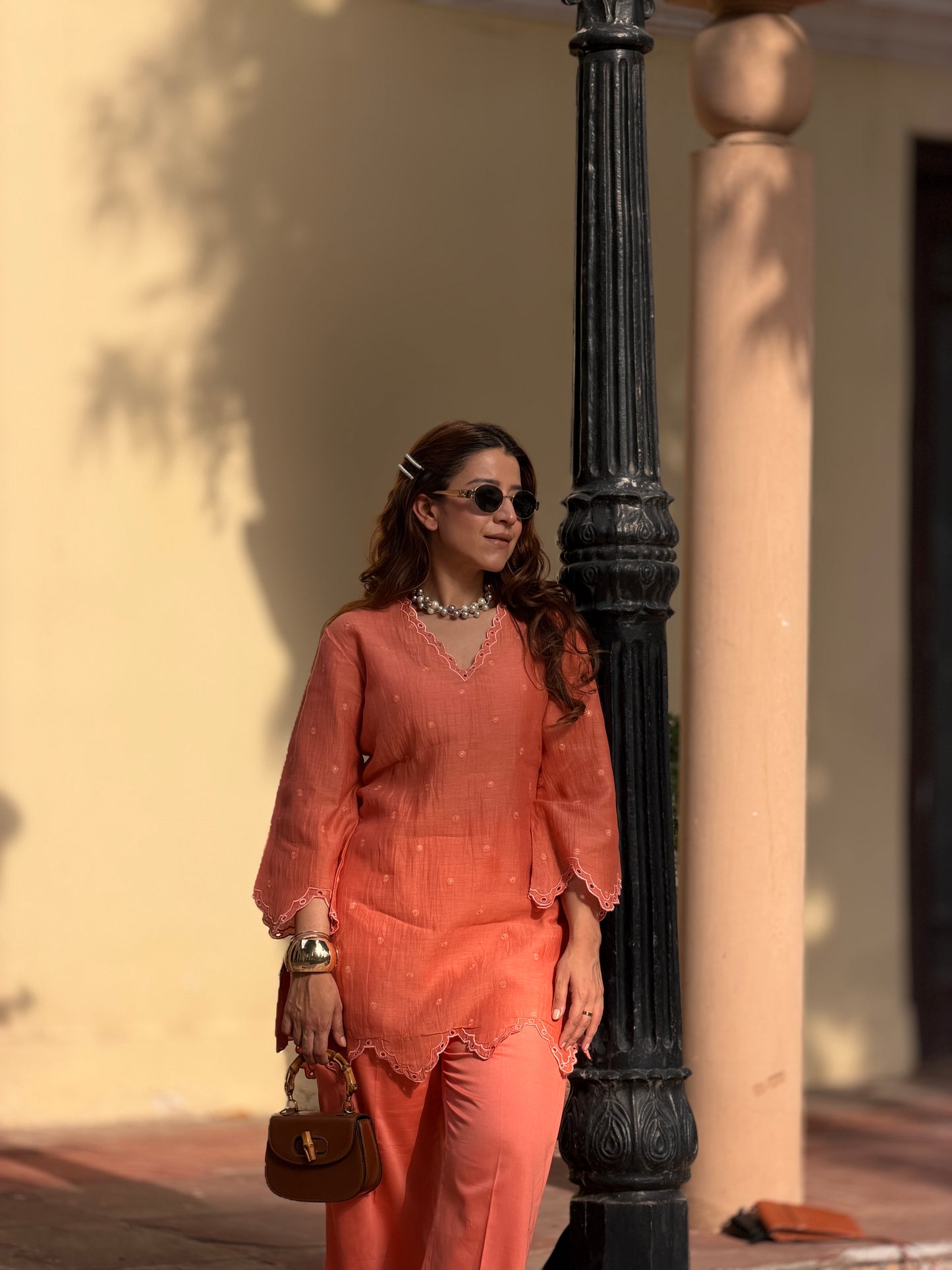 Baby Peach Mul Set - Peach / Mul cotton / Small - Allure Armoire