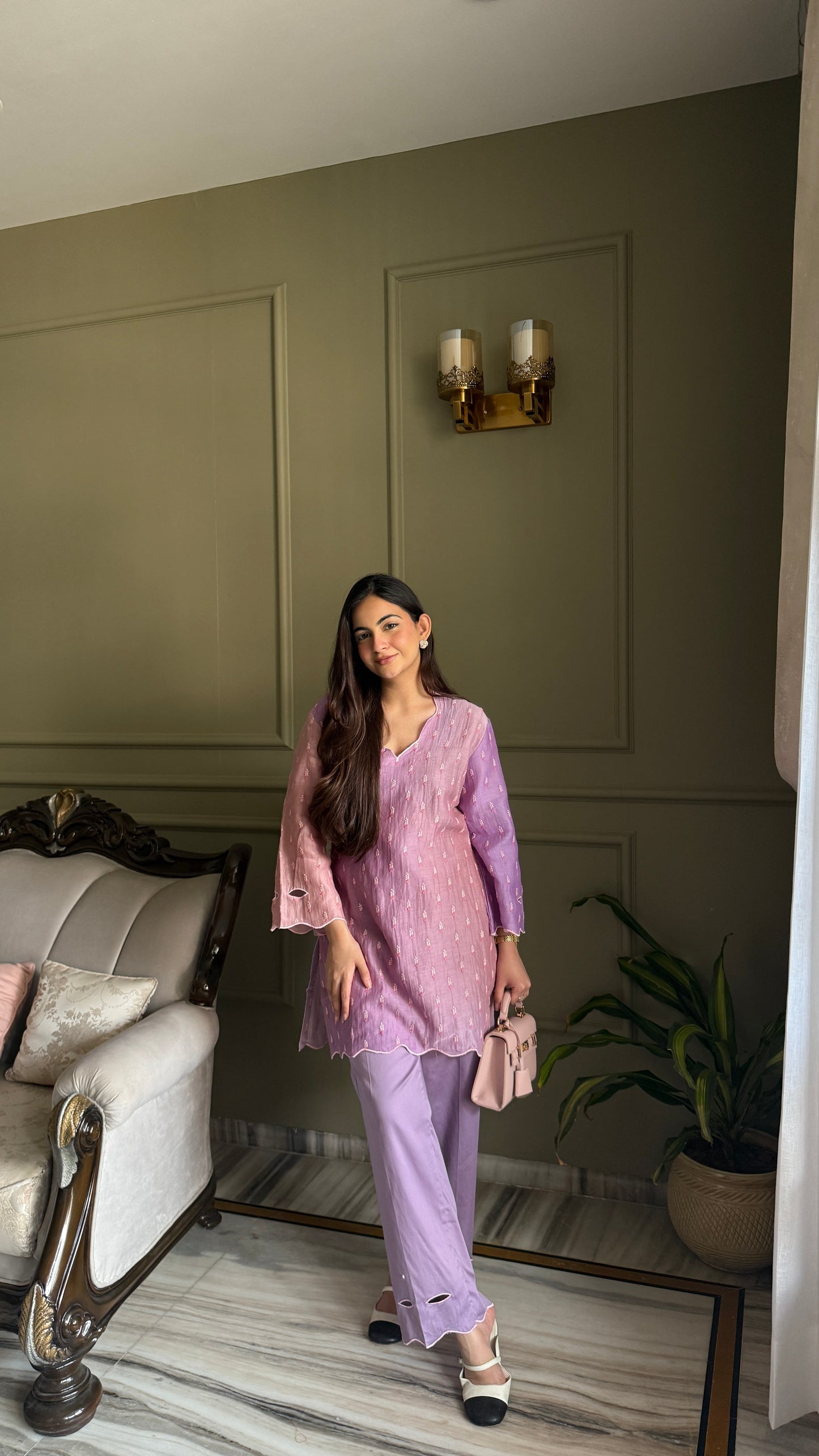 Shaded Mauve Mul Coord-Set 💜 - Medium / Shaded mauve / Mul cotton - Allure Armoire