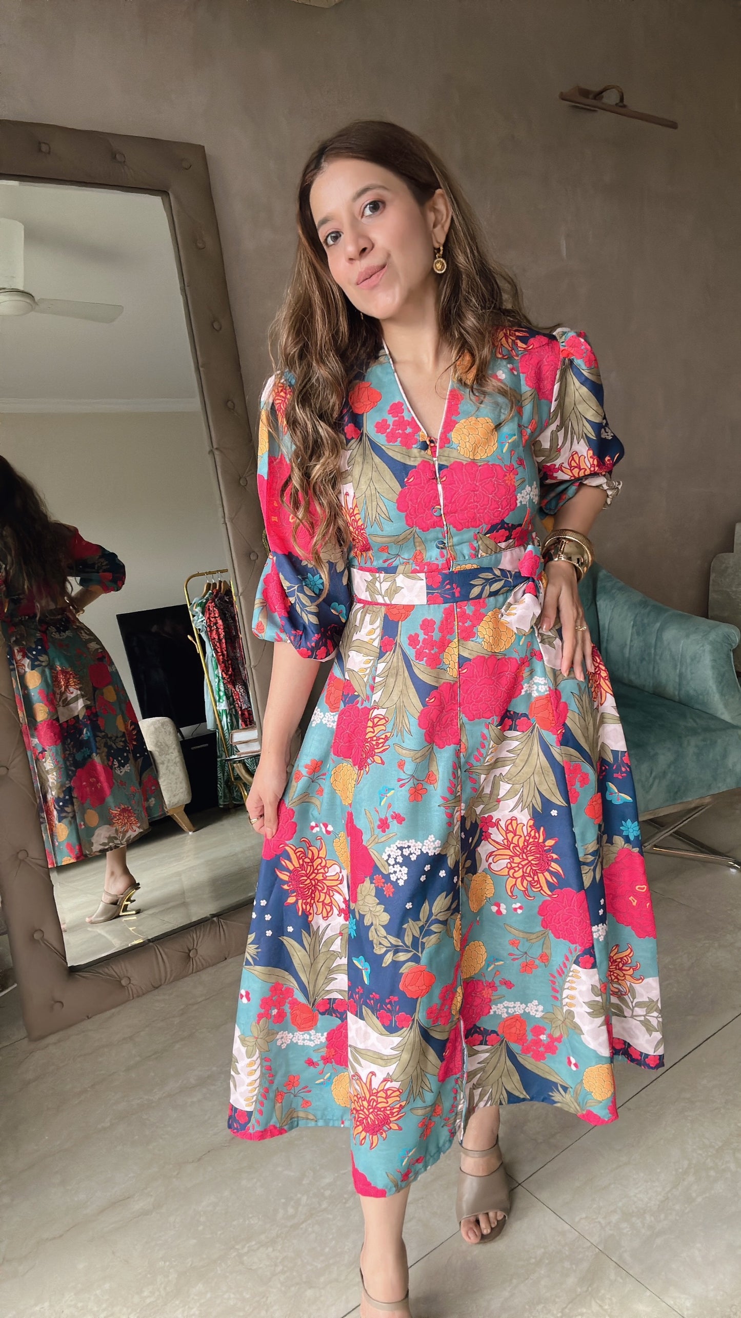 Blue Beach Floral Dress - Blue / S - Allure Armoire