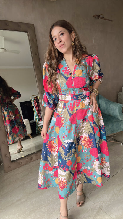 Blue Beach Floral Dress - Allure Armoire