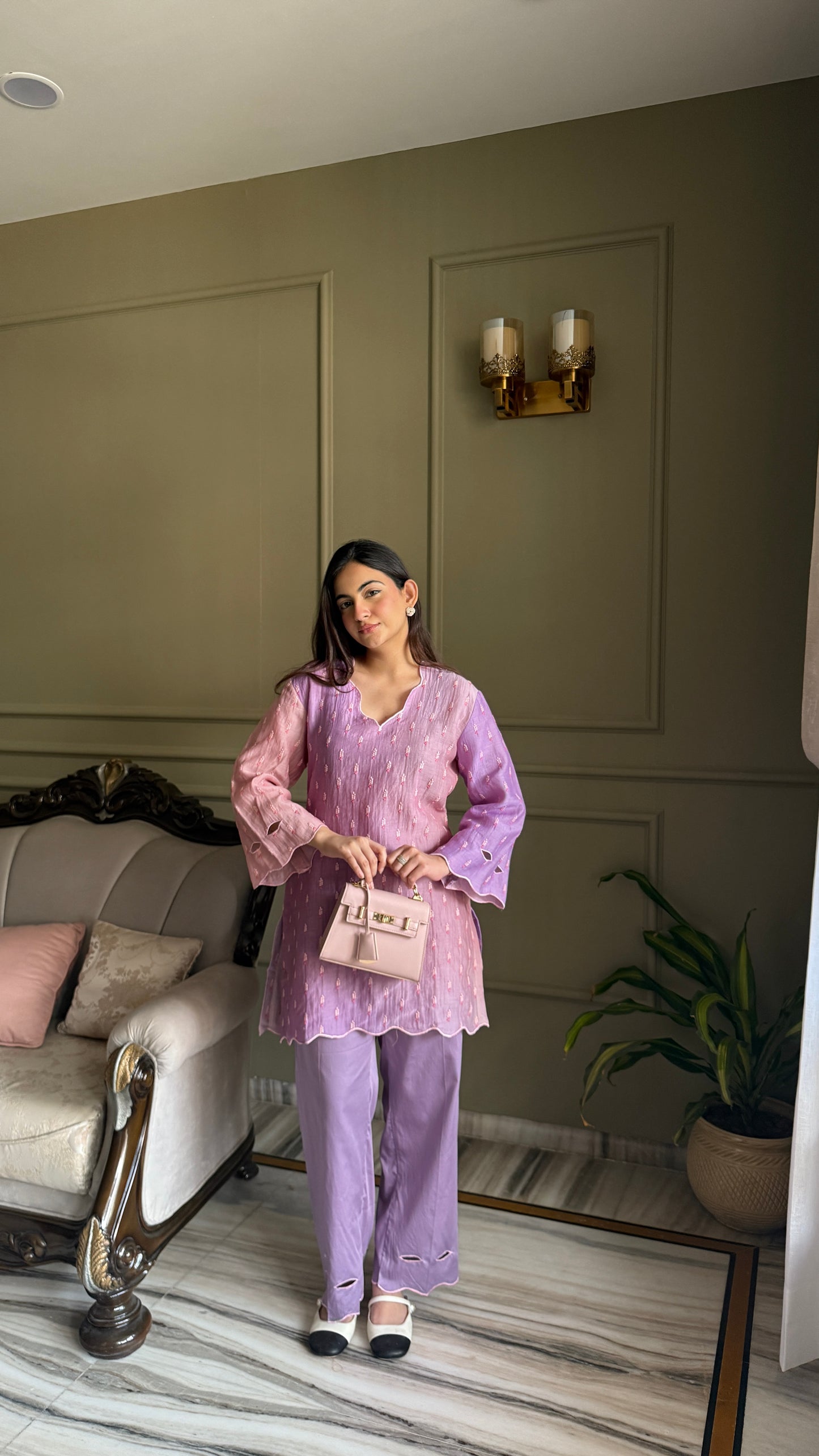 Shaded Mauve Mul Coord-Set 💜 - Medium / Shaded mauve / Mul cotton - Allure Armoire