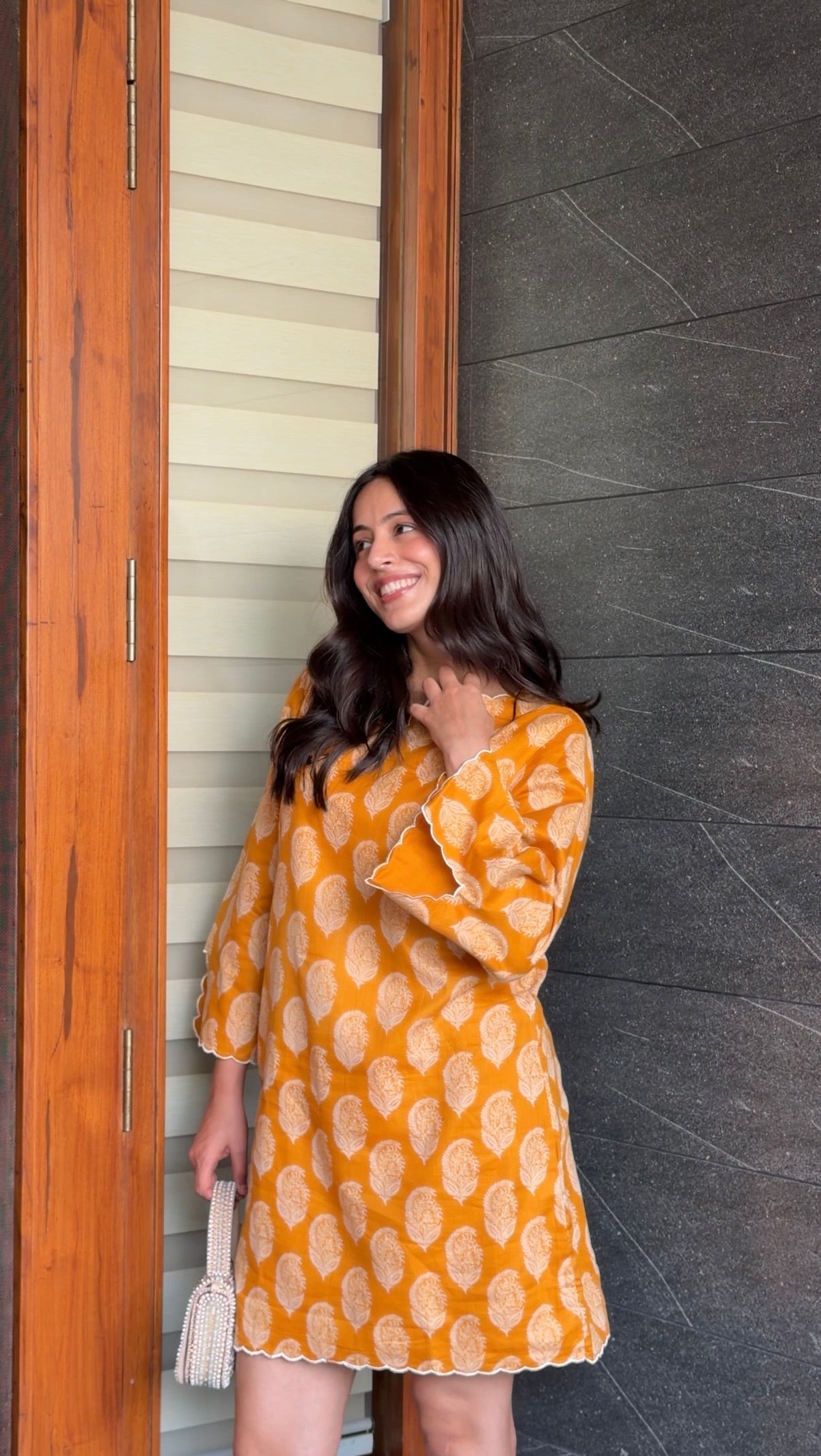 Mustard White Mul Dress - Allure Armoire