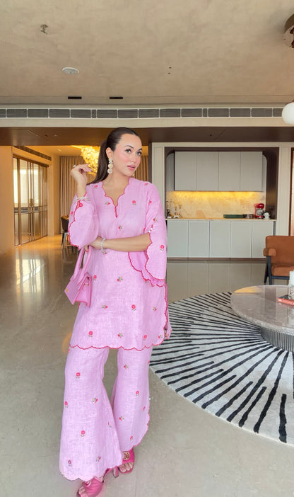 Pink Floral Linen Co-ord