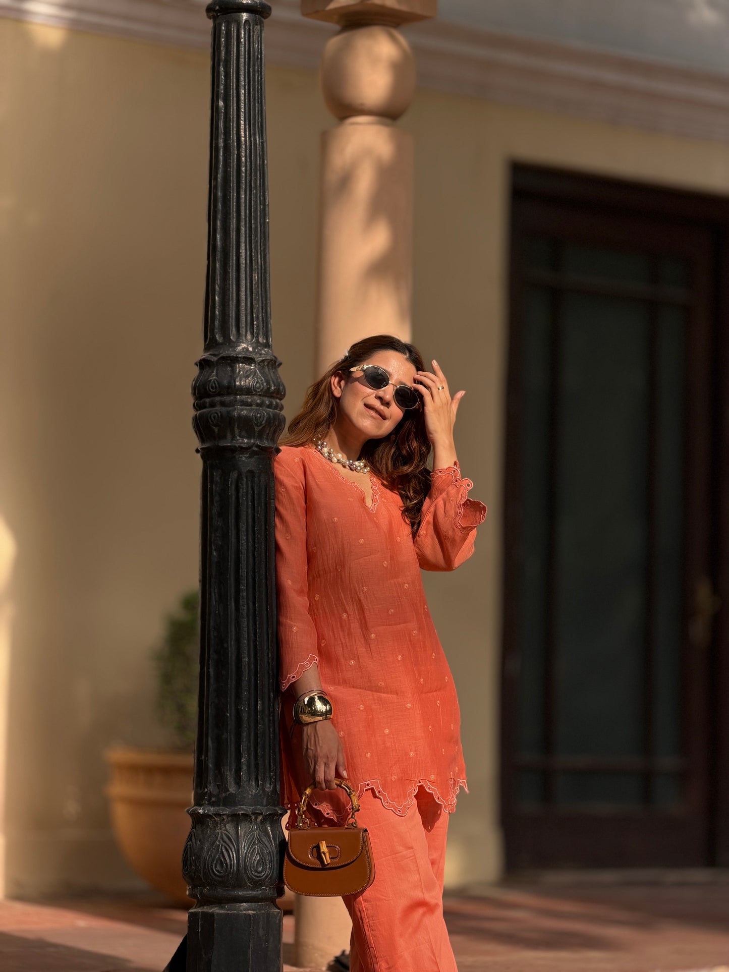 Baby Peach Mul Set - Peach / Mul cotton / Small - Allure Armoire