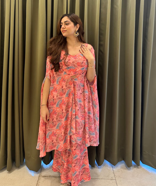 3 piece sweet pink crepe set