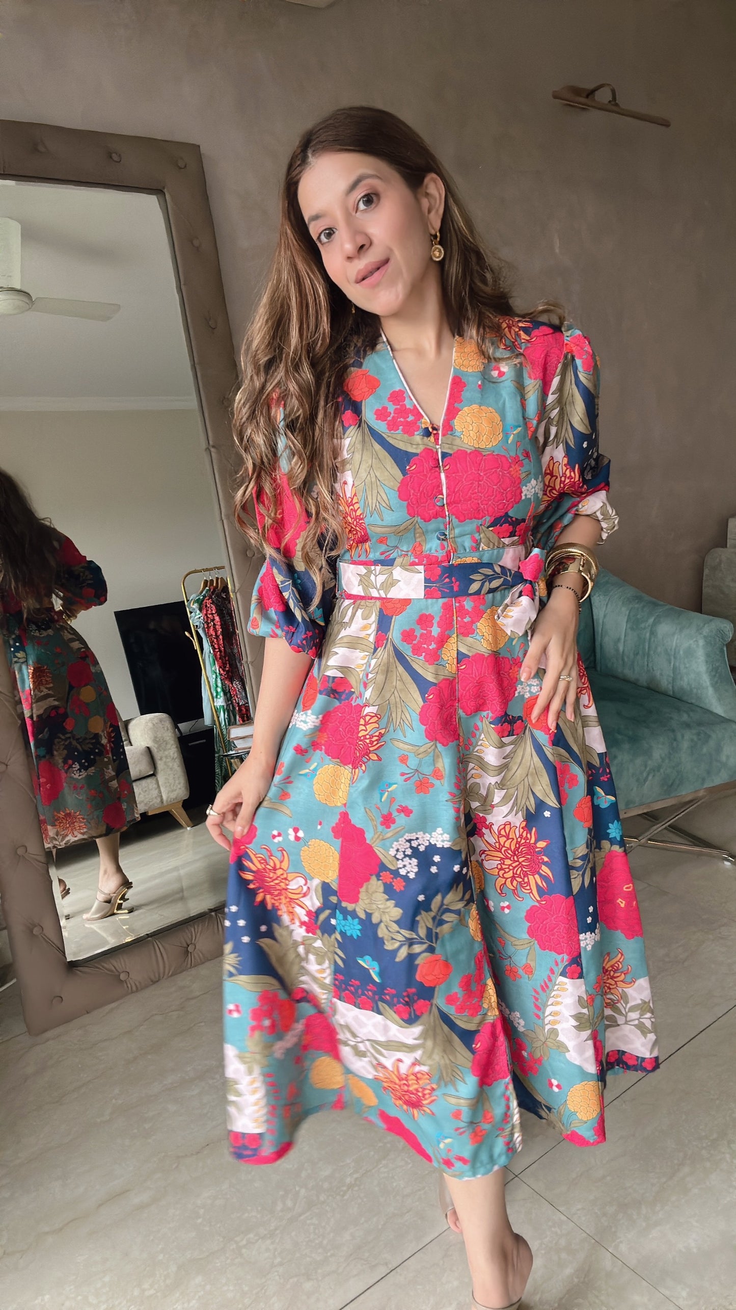Blue Beach Floral Dress - Blue / S - Allure Armoire