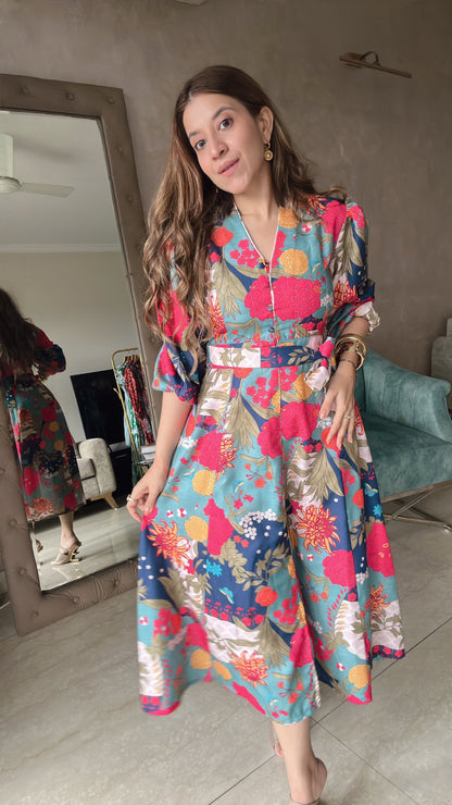 Blue Beach Floral Dress - Allure Armoire