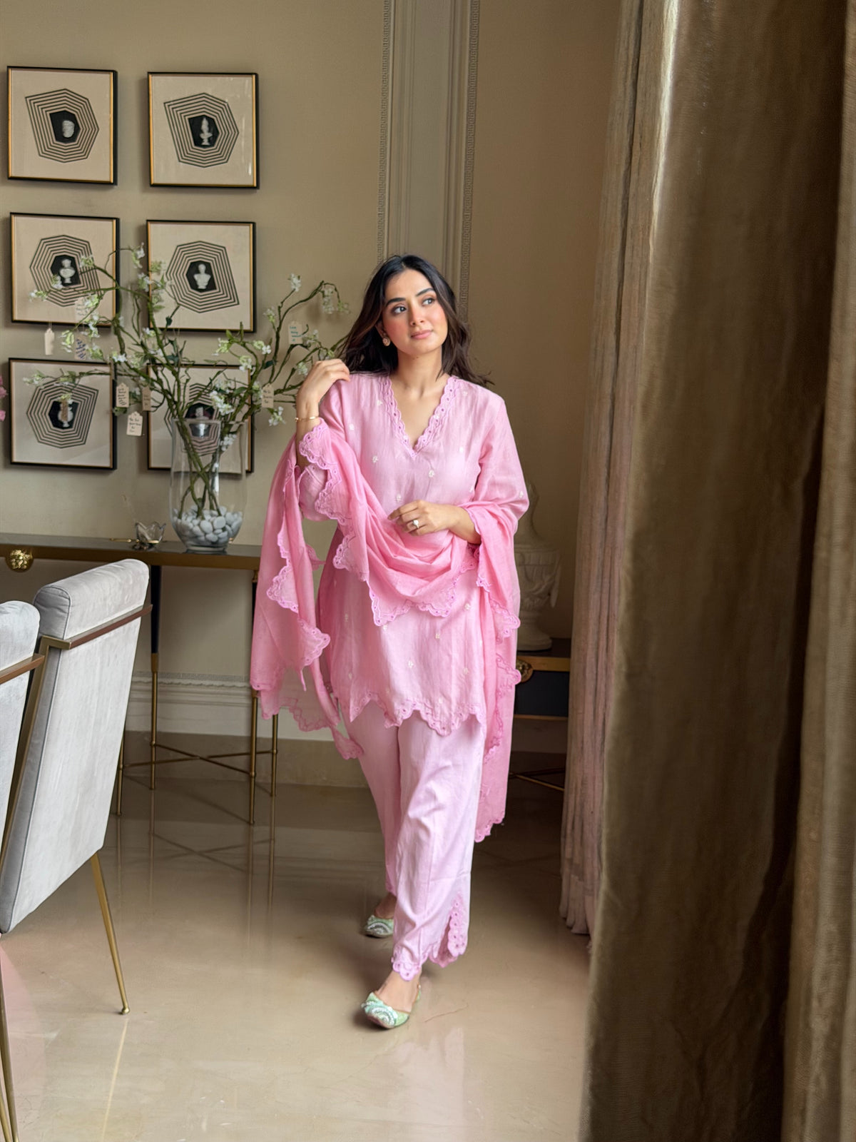 Pink Alora set - Pink / S / Chanderi - Allure Armoire