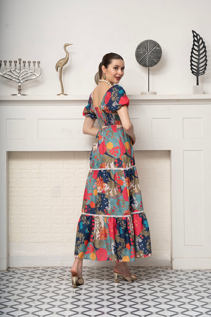 Beach Blue Cotton Linen Maxi