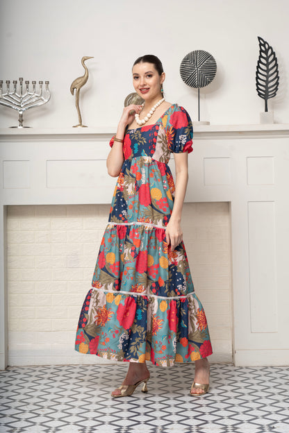 Beach Blue Cotton Linen Maxi