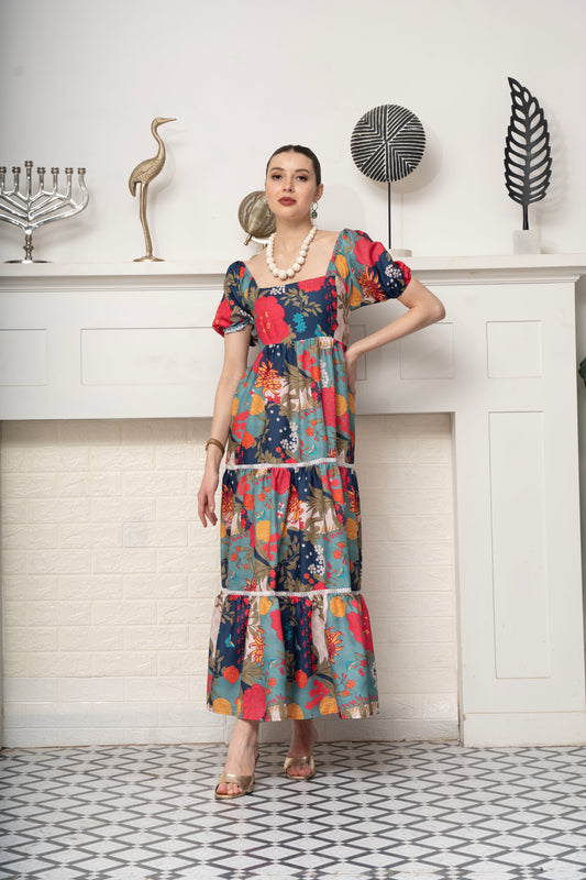 Beach Blue Cotton Linen Maxi