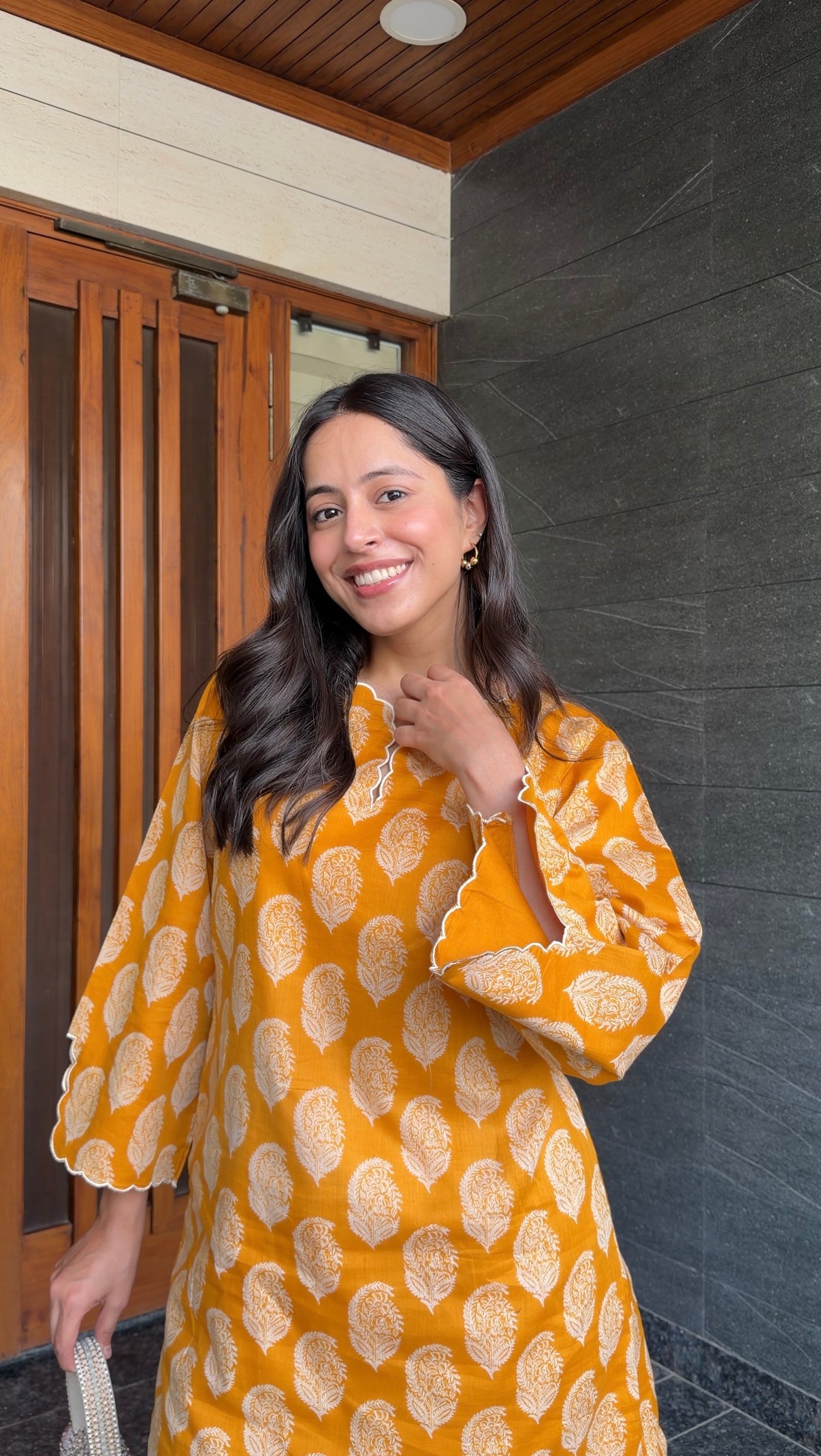 Mustard White Mul Dress - Allure Armoire