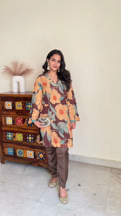 Tissue organza brown suit set