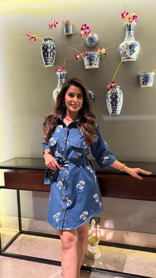 Denim dress with belt - Allure Armoire