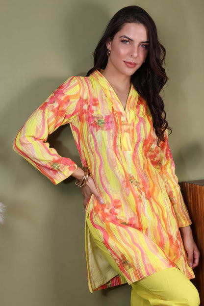 Light Yellow Short Kurta & Pant Set