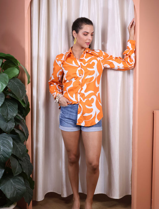 Poplin Floracent Orange Shirt