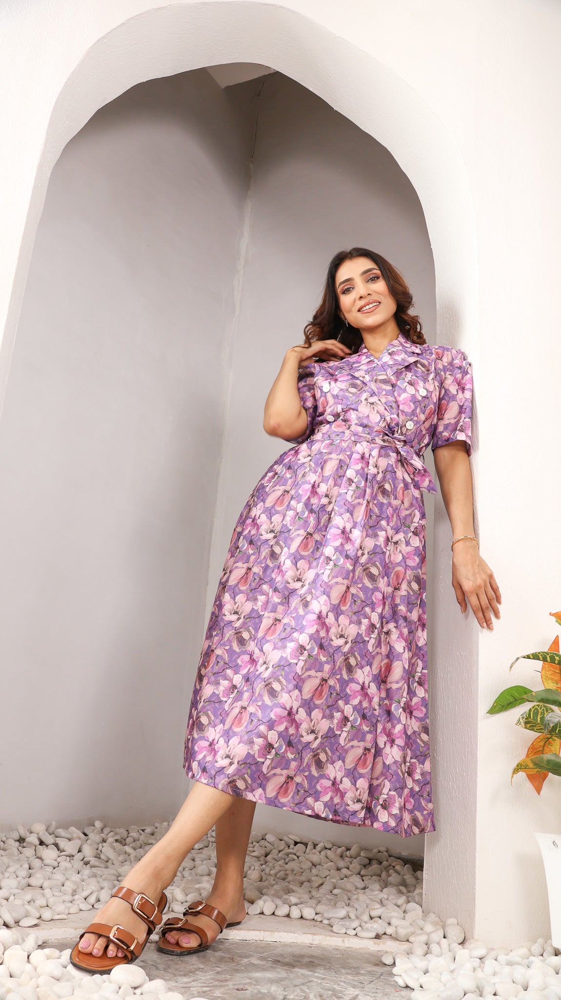 Mauve Floral Cotton Dress