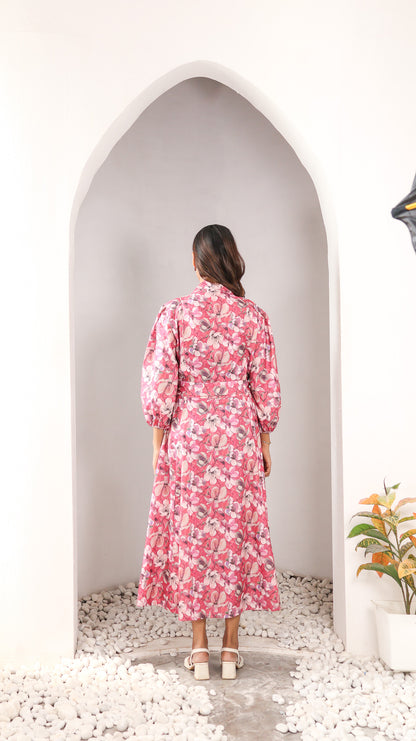 Red Floral Cotton Dress