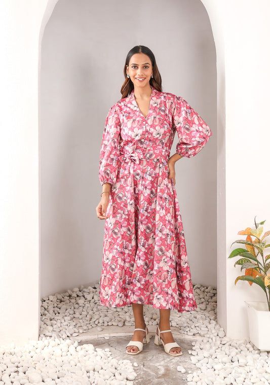 Red Floral Cotton Dress