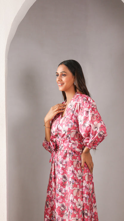 Red Floral Cotton Dress