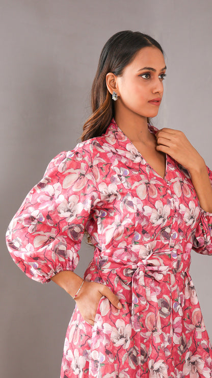 Red Floral Cotton Dress