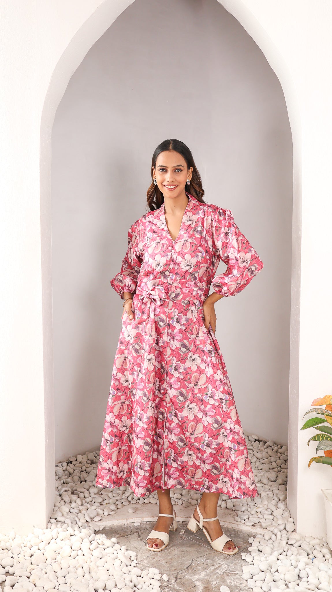 Red Floral Cotton Dress