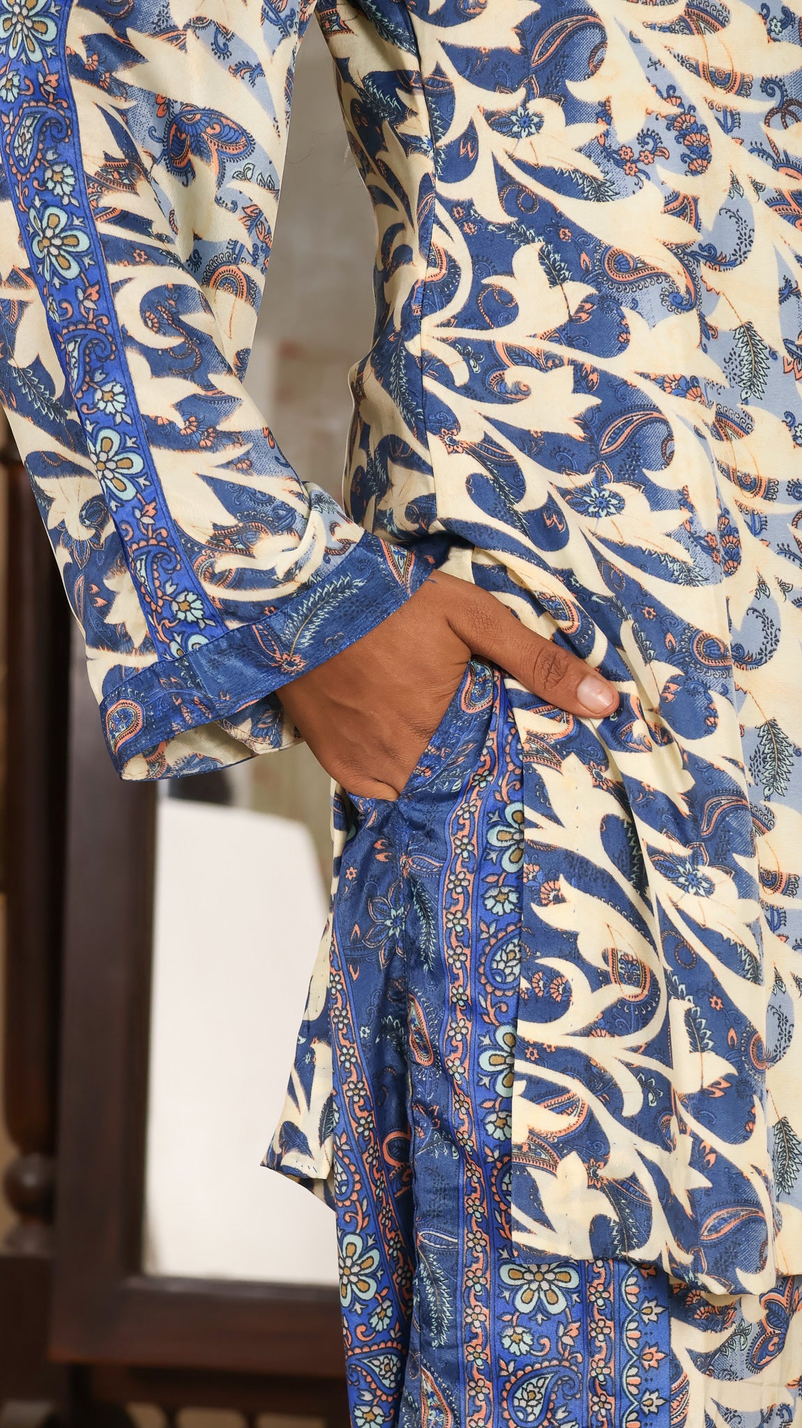 Printed Soft Silk Blue Coord