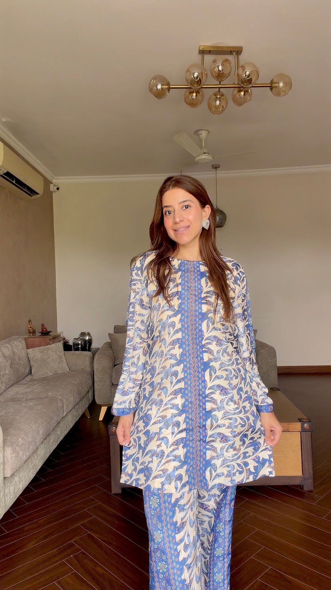 Printed Soft Silk Blue Coord 🔹 - Blue / S - Allure Armoire
