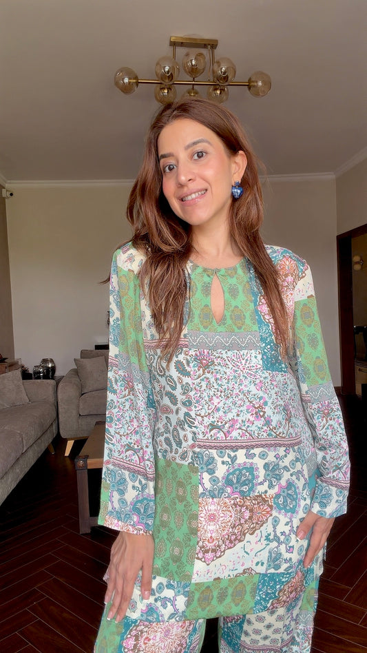 Printed Soft Silk Green Coord 💚 - Allure Armoire