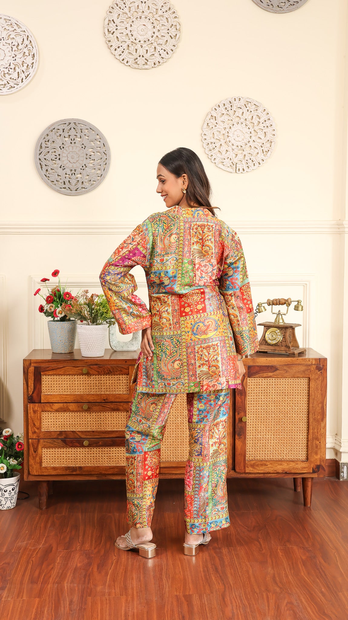 Traditional Printed Coord In Poly Silk