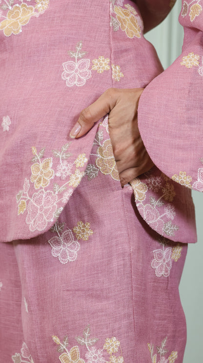 Pink Sequenced Linen set