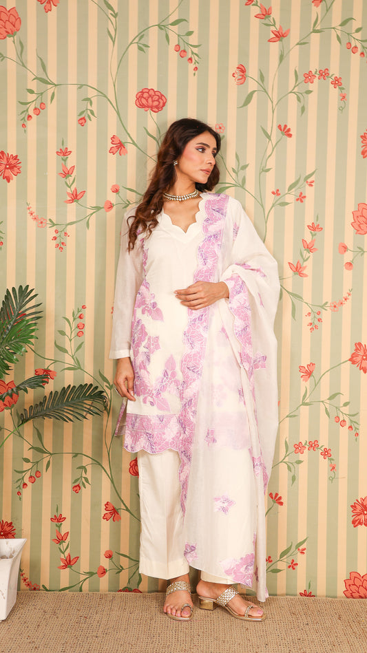 Purple Offwhite Suit Set