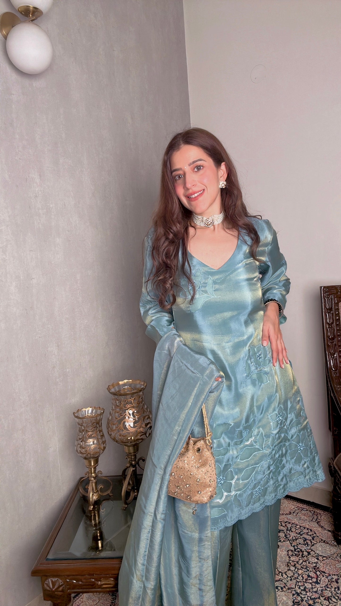 Blue Tissue Suit Set