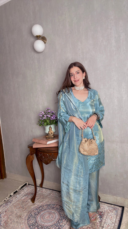 Blue Tissue Suit Set